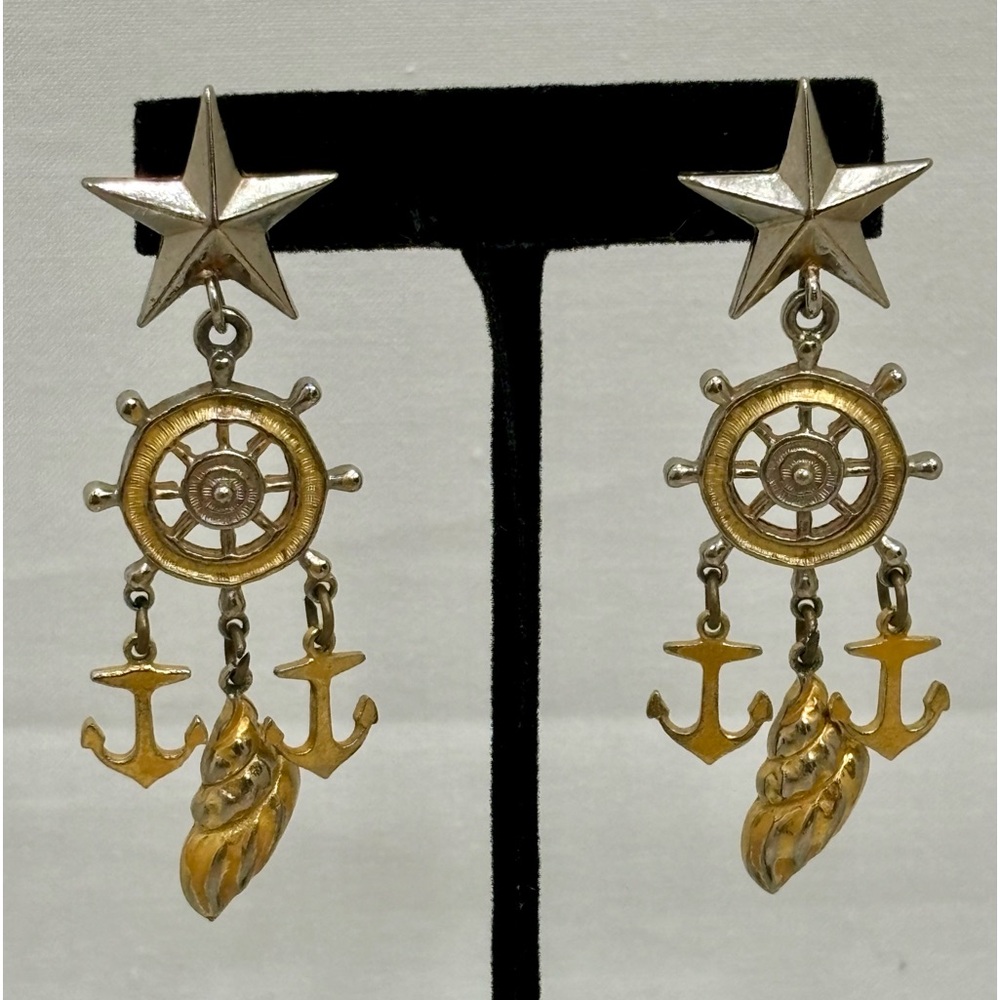 Don-Lin Signed Nautical dangle earrings